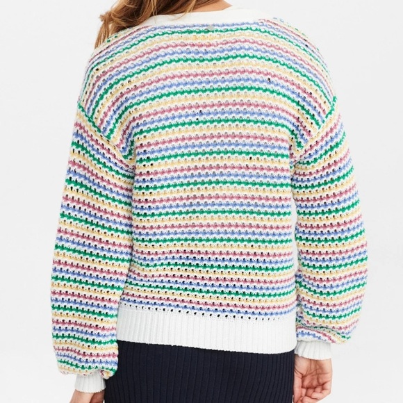 Numph Nudorsey Crochet Cotton Blend Multicolor Button Cardigan Size Large - Picture 2 of 8